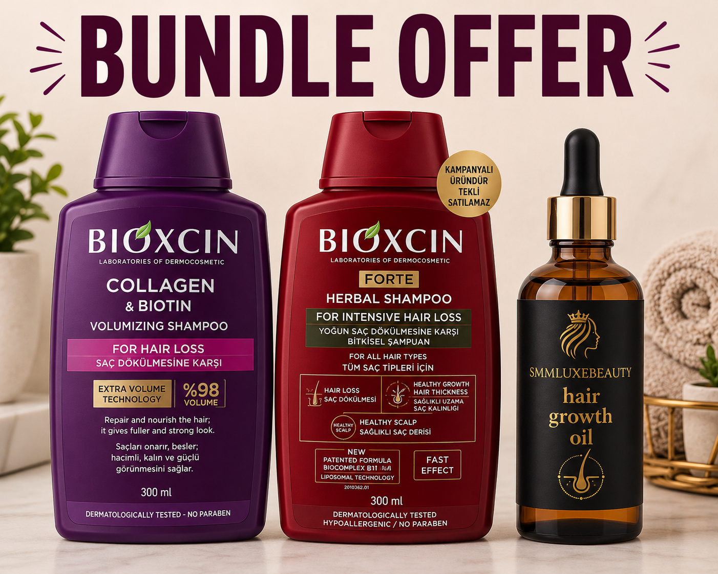 HAIR GROWTH & STRENGTH BUNDLE OFFER including 100ml HAIR GROWTH OIL